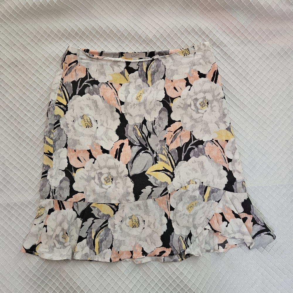 LOFT A-Line Floral Skirt - Picture 1 of 9